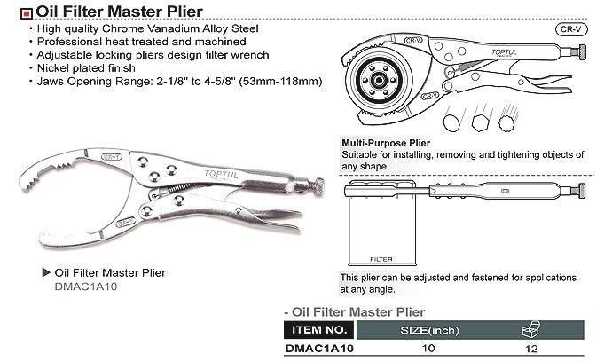 Съемник масляного фильтра "зажим" TOPTUL 53-118 мм DMAC1A10 1013949176 фото