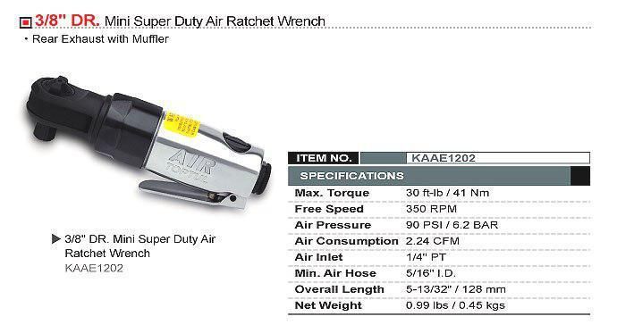 Трещотка пневматическая мини 3/8" TOPTUL 41N/m 360об/мин KAAE1202 1013902925 фото