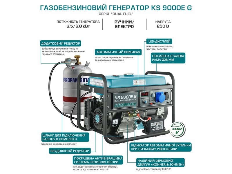 Газобензиновый генератор KS 9000E G 190 фото