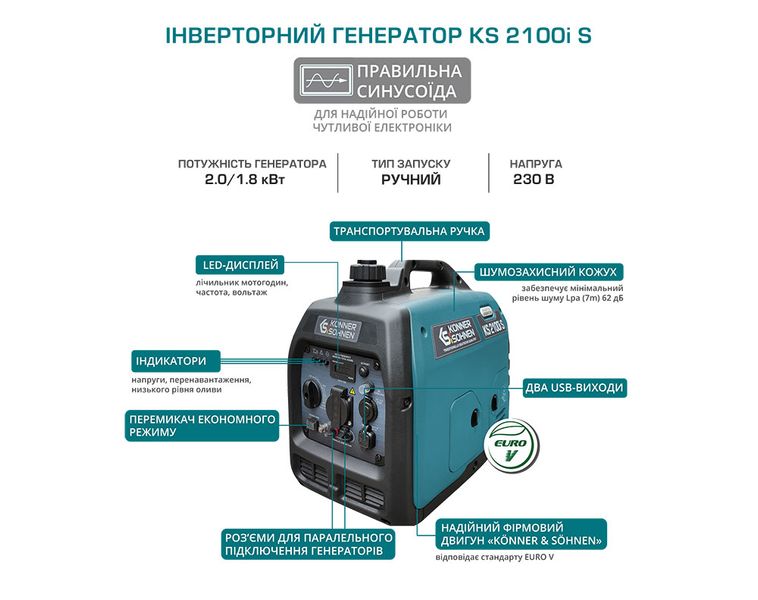 Інверторний генератор KS 2100i S 205 фото