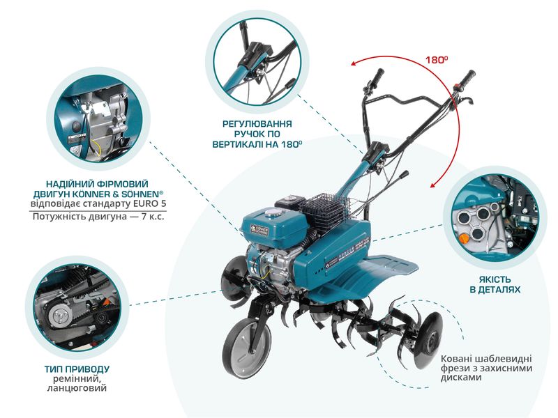 Бензиновий культиватор KS 7HP-950A 38 фото