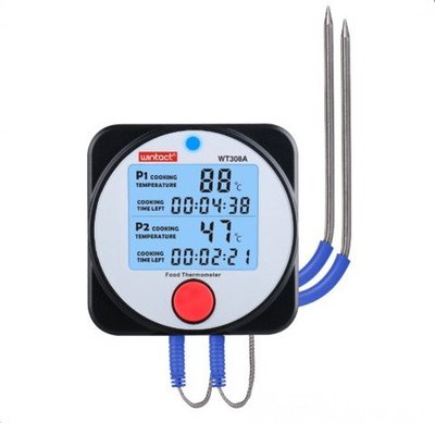 Термометр цифровий для барбекю 2-канальний Bluetooth, -40-300 °C WINTACT WT308A 1120632036 фото